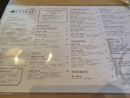 Menu photo 1 Fine Company Las Vegas, NV