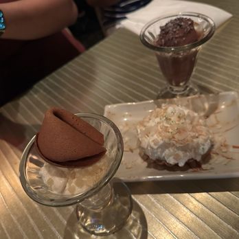 Myers & Chang - Lemon-Ginger Mousse with Housemade Fortune Cookie, Coconut Cream Pie, Chocolate Douha Mousse - Asian Fusion Near Me - Boston, Massachusetts