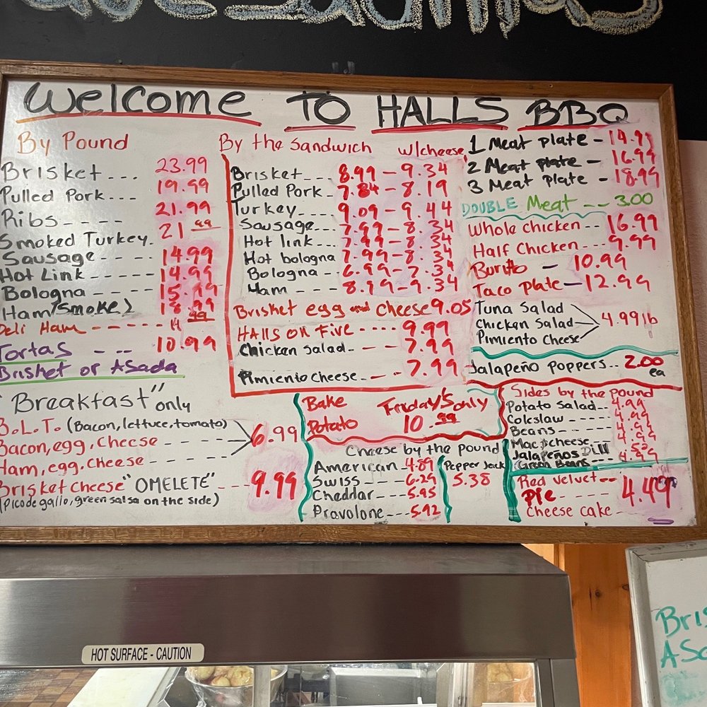 Current menu with prices as of 11/10/22