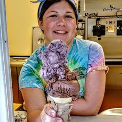 Wood's Ice Cream - "Go big or go home," she said while handing me my $3.00 "large" cone.