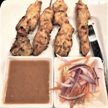 Thai House - Lake Norman - Chicken Satay with Peanut sauce and Cucumber Salad - Thai Near Me - Cornelius, North Carolina Thai House - Lake Norman - Chicken Satay with Peanut sauce and Cucumber Salad - Thai Near Me - Cornelius, North Carolina