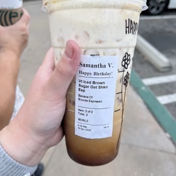 Starbucks - Iced Brown Sugar Oatmilk Shaken Espresso - Coffee & Tea Near Me - Cerritos, California