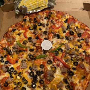 Original Magoo's Pizza - Large Combo Pizza side of corn on the cob. - Pizza Near Me - Honolulu, Hawaii Original Magoo's Pizza - Large Combo Pizza side of corn on the cob. - Pizza Near Me - Honolulu, Hawaii
