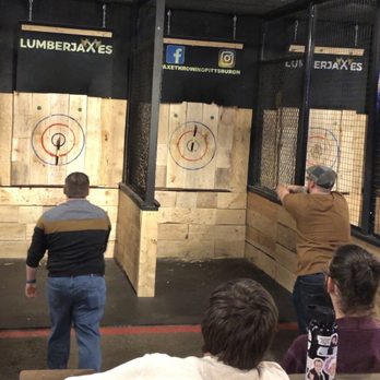 LumberjAxes Axe Throwing - Millvale - A pic of the throwing range for a group of 6-12 people. - Axe Throwing Near Me - Pittsburgh, Pennsylvania LumberjAxes Axe Throwing - Millvale - A pic of the throwing range for a group of 6-12 people. - Axe Throwing Near Me - Pittsburgh, Pennsylvania
