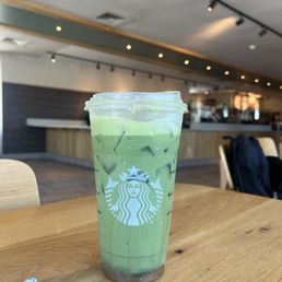 Venti , Iced Green Tea Matcha with Soy Milk and Caramel Venti , Iced Green Tea Matcha with Soy Milk and Caramel