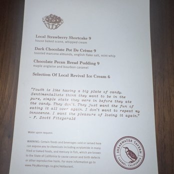 Shearwater Tavern - Dessert menu - Bars Near Me - Carmel, California Shearwater Tavern - Dessert menu - Bars Near Me - Carmel, California
