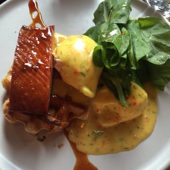 Chambar - Chinook salmon with eggs n waffle - Belgian Near Me - Vancouver, British Columbia Chambar - Chinook salmon with eggs n waffle - Belgian Near Me - Vancouver, British Columbia