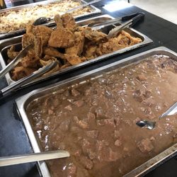 Mom & Dad's Country Cooking Buffet - Tuesday's Select Quality Seasoned Beef Tips in Savory Brown Gravy, Select Quality Season Battered  Fried Chicken Home made Peach Cobbler