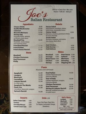 Menu photo 2 Joe’s Italian Restaurant Center, TX Menu photo 2 Joe’s Italian Restaurant Center, TX