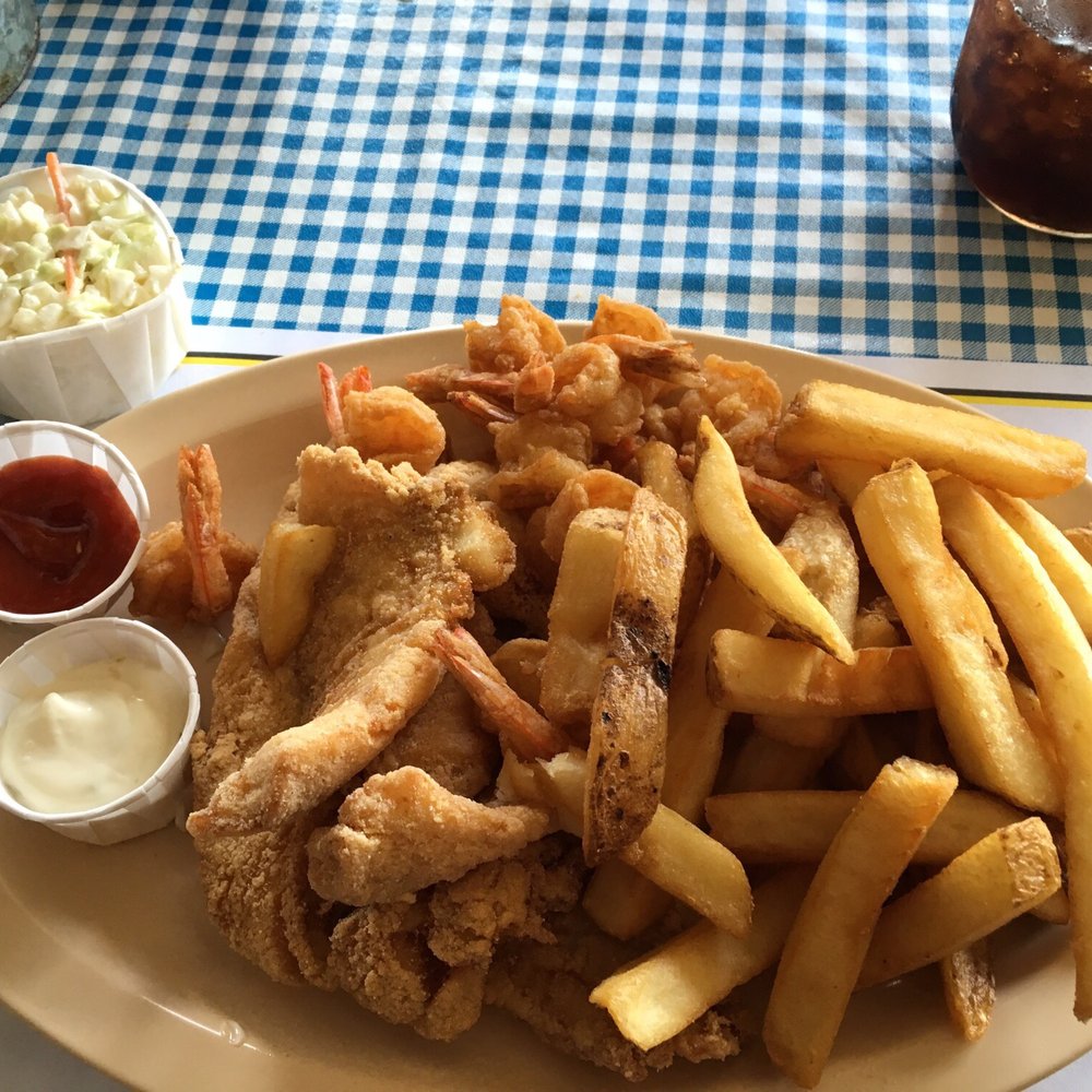 Old McDonald Fish Camp - Fried Flounder and Shrimp with fries. Yummy. - Seafood Near Me - North Augusta, South Carolina Old McDonald Fish Camp - Fried Flounder and Shrimp with fries. Yummy. - Seafood Near Me - North Augusta, South Carolina