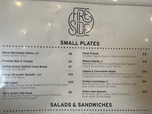 Menu photo 6 Fireside Portland, OR