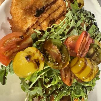 Balsamico Italian Kitchen - Super thin Chicken Cutlet (secondi) with arugula and tomato salad. - Italian Near Me - Imperial Beach, California