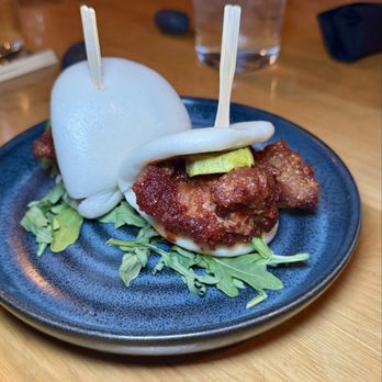 Soba - Chicken Bao Buns - korean fried chicken, gochujang honey, dill pickle, arugula - Asian Fusion Near Me - Pittsburgh, Pennsylvania Soba - Chicken Bao Buns - korean fried chicken, gochujang honey, dill pickle, arugula - Asian Fusion Near Me - Pittsburgh, Pennsylvania