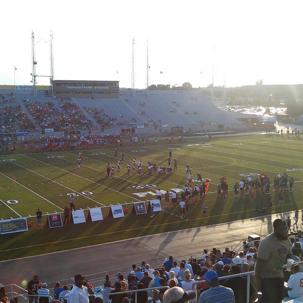 Hersheypark Stadium - The Big 33 Football Classic 2016: Pennsylvania vs Maryland. Pa wins 26-14. They were up 6-0 at this point... - Stadiums & Arenas Near Me - Hershey, Pennsylvania Hersheypark Stadium - The Big 33 Football Classic 2016: Pennsylvania vs Maryland. Pa wins 26-14. They were up 6-0 at this point... - Stadiums & Arenas Near Me - Hershey, Pennsylvania