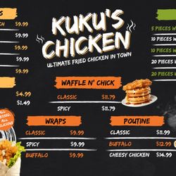 Menu Board for Sandwiches, Poutine, Wraps, Wings, Waffle n Chick