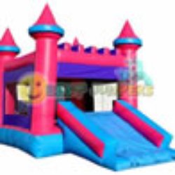 Big Sky Party Rentals - Pink castle with a slide