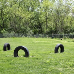 BARC Akron Dog Park - The tires are a fun obstacle for dogs to play on and around.