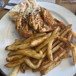 Coconut shrimp po' boy - they even split it for us without us asking when we said we were sharing. So thoughtful!
