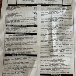 Cornerstone Deli & Café - Paper menu