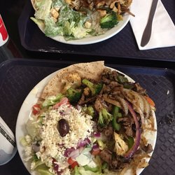 Mother Nature's - Chicken and beef stir fries with Caesar and Greek salads . Very tasty!!!