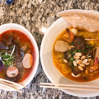 Cafe Mi Quang - Bun bo hue (left), mi quang (right) - Vietnamese Near Me - Philadelphia, Pennsylvania