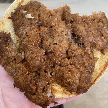 Steak ’n Shake - "Single" steak burger pounded so thinly, it's not even round. - Burgers Near Me - Yucca Valley, California Steak ’n Shake - "Single" steak burger pounded so thinly, it's not even round. - Burgers Near Me - Yucca Valley, California