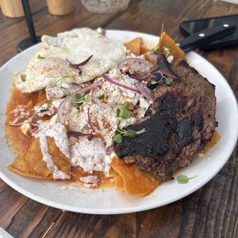 Cafe Topes - Chilaquiles with Cardiff crack (tri-tip) - Coffee & Tea Near Me - Carlsbad, California