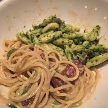 Lupa - Cavatelli with Sausage and Argula Pesto + Spaghetti Alla Carbonara - Italian Near Me - New York, New York Lupa - Cavatelli with Sausage and Argula Pesto + Spaghetti Alla Carbonara - Italian Near Me - New York, New York