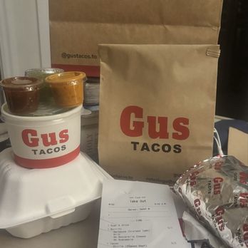 Gus Tacos - $39 Chips & guacamole  Mild, medium & hot sauce  Burrito lamb 2 tacos birria & fish with - Mexican Near Me - Toronto, Ontario
