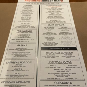 Providence Burger Bar - Menu - Burgers Near Me - Providence, Rhode Island