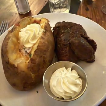 Black Angus Restaurant - Filet Mignon and loaded baked potato side - Steakhouses Near Me - Virginia Beach, Virginia