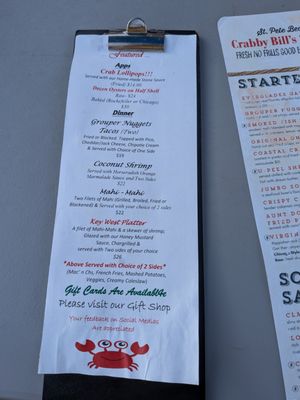 Menu photo 4 Crabby Bill's St. Pete Beach, FL Menu photo 4 Crabby Bill's St. Pete Beach, FL