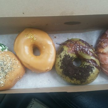 Doe Donuts - Savory 'everything bagel' donut, butter beer, mint matcha, lavender grape fritter. My fave was the savory. - Donuts Near Me - Portland, Oregon Doe Donuts - Savory 'everything bagel' donut, butter beer, mint matcha, lavender grape fritter. My fave was the savory. - Donuts Near Me - Portland, Oregon