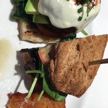 Sibling by Pushkin's - Portobello Benedict and cruzer sandwich - New American Near Me - Sacramento, California