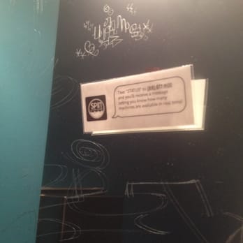 Spin Laundry Lounge - Bathroom mirror reminder of the texting system to give real time availability of washers and dryers. - Laundromat Near Me - Portland, Oregon Spin Laundry Lounge - Bathroom mirror reminder of the texting system to give real time availability of washers and dryers. - Laundromat Near Me - Portland, Oregon