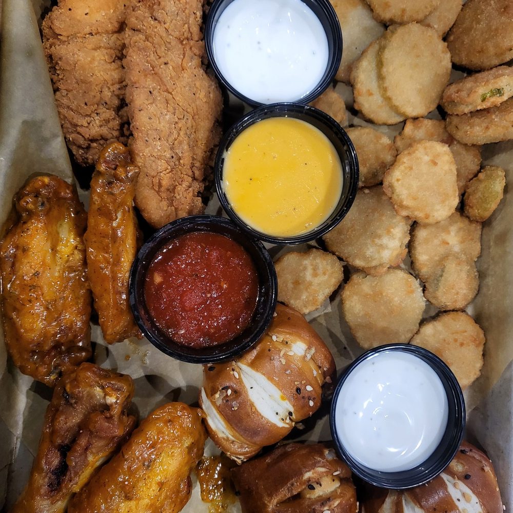 Buffalo Wild Wings - Ultimate sampler: chicken dippers, fried pickles, pretzel knots, thai curry wings 5/5 - Sports Bars Near Me - San Jose, California Buffalo Wild Wings - Ultimate sampler: chicken dippers, fried pickles, pretzel knots, thai curry wings 5/5 - Sports Bars Near Me - San Jose, California
