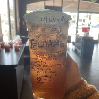 Tpumps - Upland - Lychee + Watermelon + Peach with boba bran - Bubble Tea Near Me - Upland, California