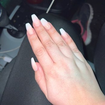 Q Nails - Full set. White and pink ombré - Nail Salons Near Me - Monrovia, California
