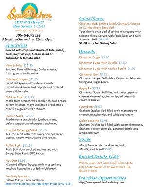Menu photo 2 Spinwiches High Springs, FL Menu photo 2 Spinwiches High Springs, FL