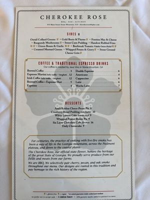 Menu photo 1 Cherokee Rose BBQ Bar & Kitchen Stone Mountain, GA