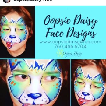 Oopsie Daisy Face Designs - Cutest puppy EVER Make your next event memorable! Call or text Oopsie Daisy Face Designs for availability today- 760.486.6704. - Face Painting Near Me - Apple Valley, California Oopsie Daisy Face Designs - Cutest puppy EVER Make your next event memorable! Call or text Oopsie Daisy Face Designs for availability today- 760.486.6704. - Face Painting Near Me - Apple Valley, California