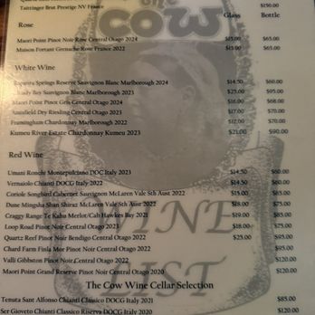 The Cow - Wine list - Italian Near Me - Queenstown, OTA The Cow - Wine list - Italian Near Me - Queenstown, OTA