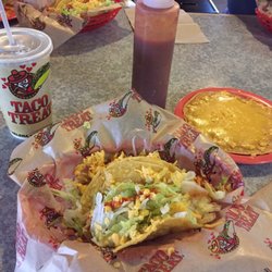 Taco Treat - My usual order; two tacos, a cheese crisp, and drink.....and don't forget the hot sauce!