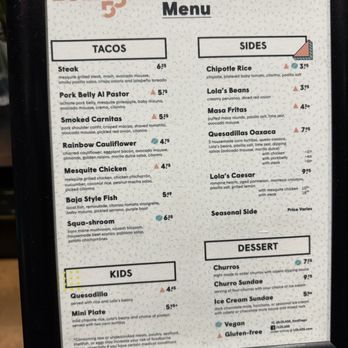 Lola 55 - menu 6/12/25 - Mexican Near Me - San Diego, California