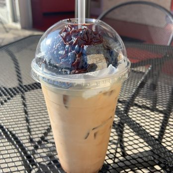 Duino Coffee - Iced mocha w/ black whip cream for Halloween - Coffee & Tea Near Me - Mckinney, Texas Duino Coffee - Iced mocha w/ black whip cream for Halloween - Coffee & Tea Near Me - Mckinney, Texas