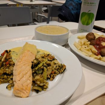 IKEA Restaurant - Salmon fillet, corn chowder, pasta and meatballs, apple cider ($12.68) - American Near Me - Stoughton, Massachusetts IKEA Restaurant - Salmon fillet, corn chowder, pasta and meatballs, apple cider ($12.68) - American Near Me - Stoughton, Massachusetts