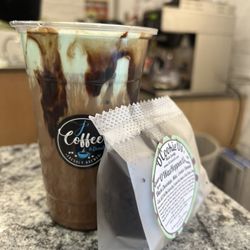 J’s Coffee & Donuts - I got an iced mocha with mint cold foam on top and a chocolate mint OcookieO (high protein snack).