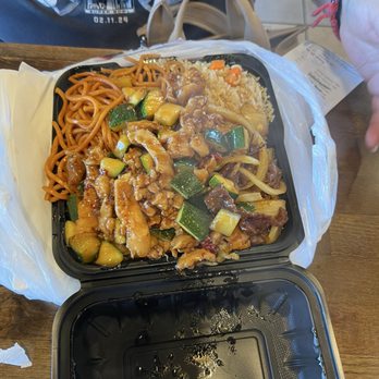 Dragon Express - Mongolian beef and Kung pow chicken with half-and-half fried rice and chow mein - Chinese Near Me - Las Vegas, Nevada