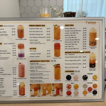 Fat Bee Cafe - Drink menu - Bubble Tea Near Me - Kansas City, Missouri