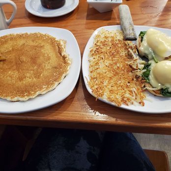 Grand Day Cafe - Florentine Benedict plus an apple cinnamon pancake - Breakfast & Brunch Near Me - Columbus, Ohio Grand Day Cafe - Florentine Benedict plus an apple cinnamon pancake - Breakfast & Brunch Near Me - Columbus, Ohio
